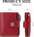 FALAN MULE Small Wallet for Women Leather Bifold Compact Small Womens Wallet with RFID Blocking Bright Red