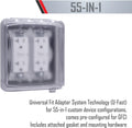 TayMac MM1410C 55-in-1 Configurations 2-Gang, Vertical Weatherproof Plastic Flat Cover, Clear 2 Gang (Pack of 1)