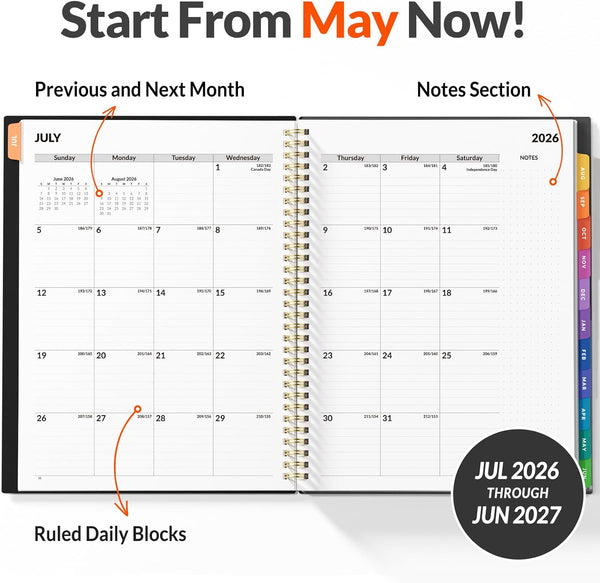 SUNEE 2025-2026 Appointment Book, Quarter-Hourly, Weekly & Monthly - from July 2025 to June 2026, 8.5"X11" Academic Planner, Flexible Cover, Note