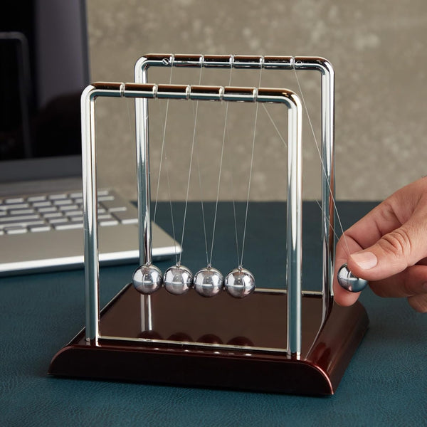 Juvale Newtons Cradle Pendulum - 7 x 6 x 7 in, Silver Stainless Steel - Desk Decor & Office Decor for Men - Stress Relief Desk Toy - Science