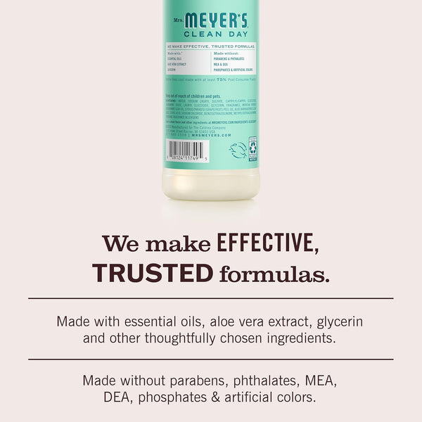 MRS. MEYER'S CLEAN DAY Liquid Dish Soap, Biodegradable Formula, Limited Edition Mint, 16 Fl. Oz - Pack of 3