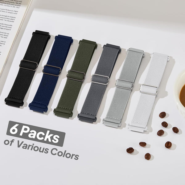 6 Pack Stretchy Bands Compatible with Samsung Galaxy Watch 7 6 5 4 40mm 44mm/Galaxy Watch 6 4 Classic 42mm 46mm 43mm 47mm/Galaxy 5 Pro 45mm/Active