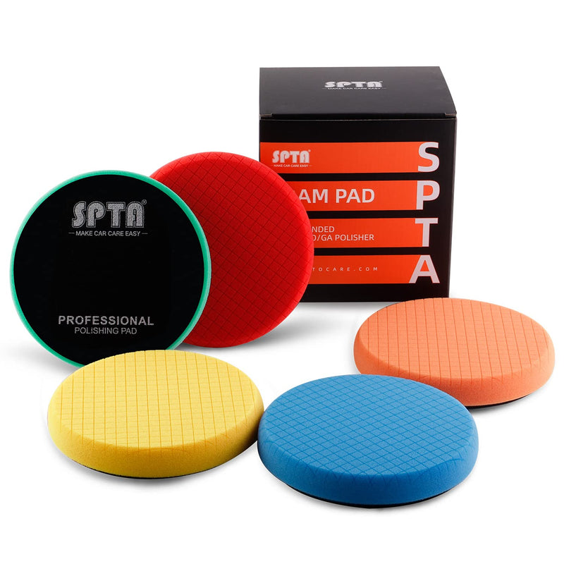 Buffing Polishing Pads, SPTA 5Pcs 7.5 Inch Face for 7 Inch 180mm Backing Plate Mix Cutting Force Buffing Pads Cutting Polishing Pad Kit for Car