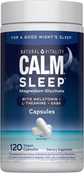 Natural Vitality Calm Sleep Magnesium Supplement, Melatonin & Magnesium Citrate, Sleep Aid Capsules, Gluten Free, Vegan, Non-Gmo, Helps the Body