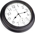 16 Inch Large Outdoor Clock Waterproof with Thermometer Retro Wall Clocks for Patio Pool Garden Home,Bronze 16" Bronze