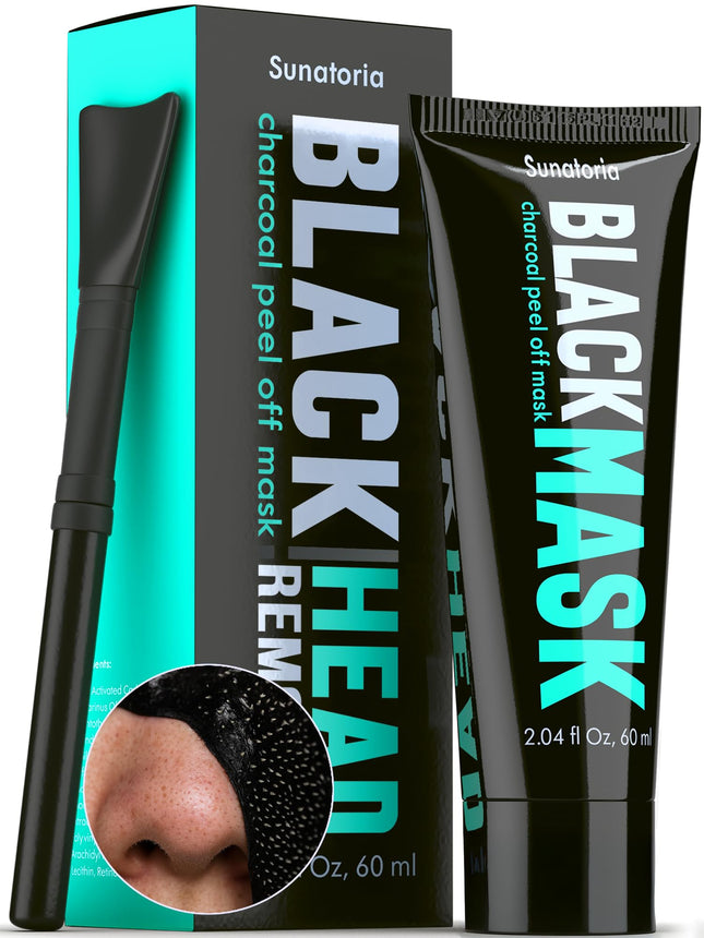 SUNATORIA Blackhead Remover Mask - for Women and Men - Activated Charcoal Peel o