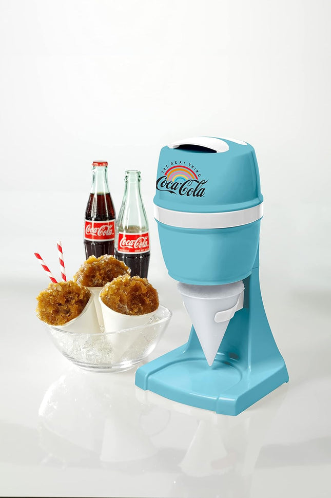 Nostalgia Coca-Cola Snow Cone Shaved Ice Machine - Retro Table-Top Slushie Machine - Includes 1 Reusable Plastic Cup and