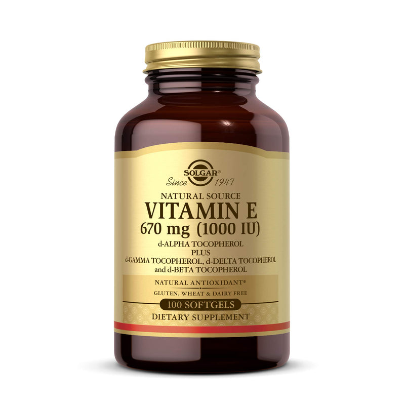 Solgar Vitamin E 670 Mg (1000 IU), 100 Mixed Softgels - Natural Antioxidant, Skin & Immune System Support - Naturally-Sourced Vitamin E - Gluten