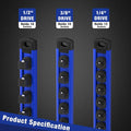 WORKPRO Magnetic Socket Organizer, Heavy Duty 3/8-Inch Drive Socket Rail | Aluminum Alloy, 10 Pieces Clips, Rotatable & Movable Clips, Efficient