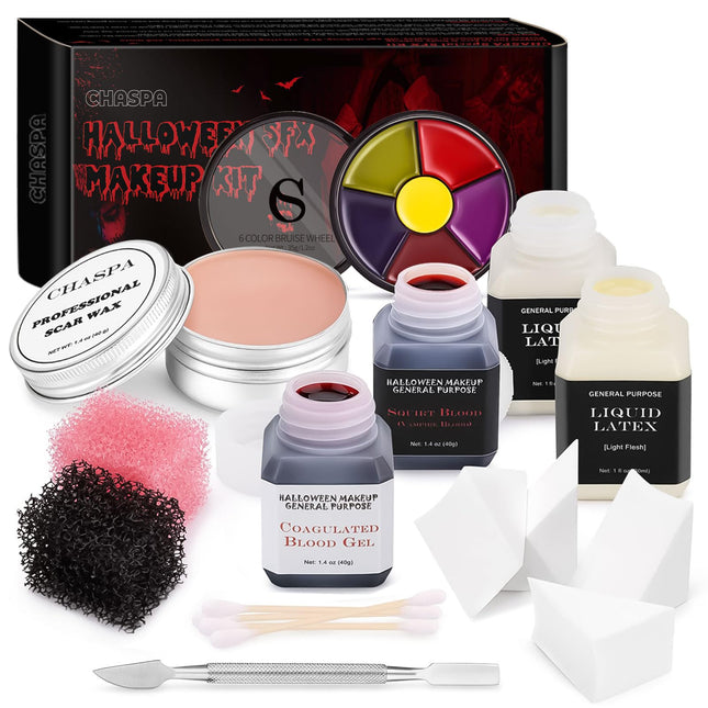 CHASPA Halloween Liquid Latex Special Effects SFX Makeup Kit - Scar Wax + 2 Btl 