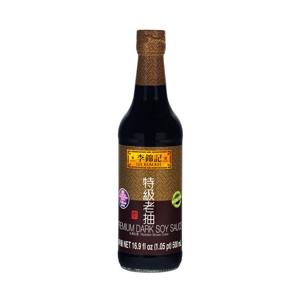 Lee Kum Kee Premium Dark Soy Sauce (16.9 Oz - 1 Pack), Full-Bodied Naturally Brewed Soy Sauce, Non GMO Soybeans, Vegan, No MSG, Best for Adding