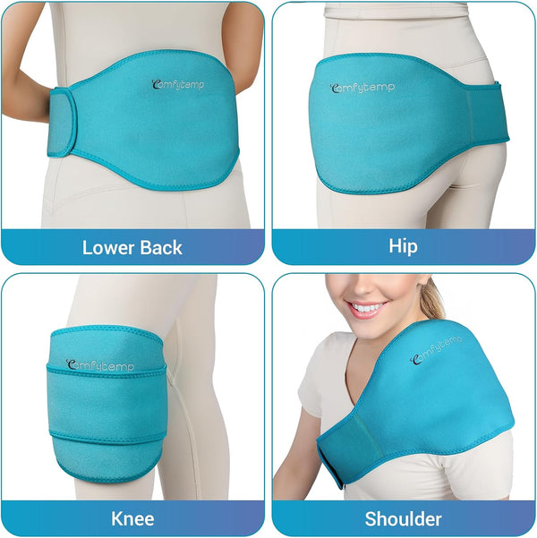 Comfytemp Back Ice Pack for Lower Back Pain Relief Product, Reusable Gel Lumbar Wrap for Sciatica Injury, Hot Cold Compress Brace for Herniated