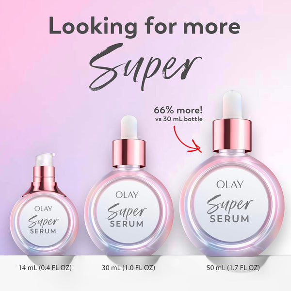 Olay Super Serum - Glow Serum for Face - Activated Niacinamide, Vitamin C & E, Collagen Peptide, AHA - 5-in-1 Benefits - Brightens, Hydrates,