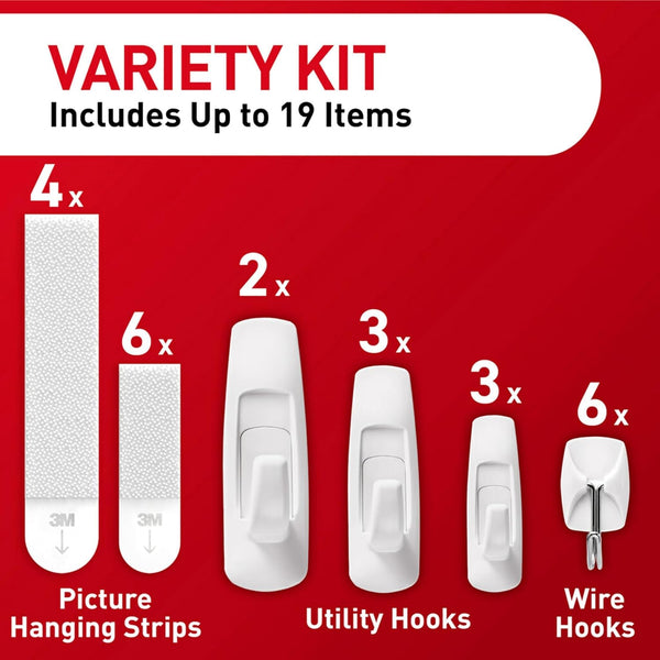 Command General Purpose Variety Kit, Hangs Up to 19 Items, Organize Damage-Free