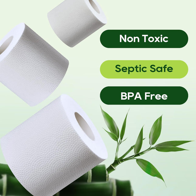 ECOLipak Bamboo Toilet Paper, Septic Safe Toilet Tissue, 16 Double Rolls, 320 Sheets Per Roll, Tree Free, Non Toxic, 2 P