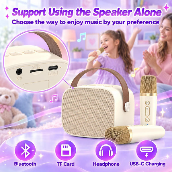 Mini Karaoke Machine,Funny Toys Christmas Birthday Gifts for Kids Age 4-12 Girls,Boys,Adults,Meguo Karaoke Microphone Toys for