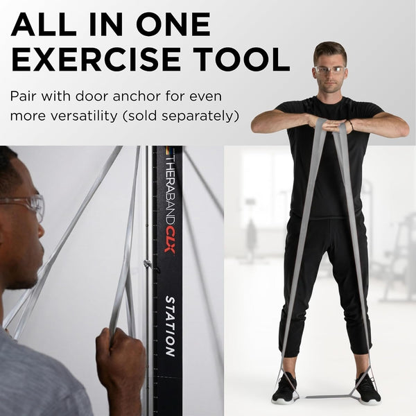 THERABAND CLX Resistance Band with Loops, 5-Foot Band Level 6 / Super Heavy - Silver Consecutive Loop
