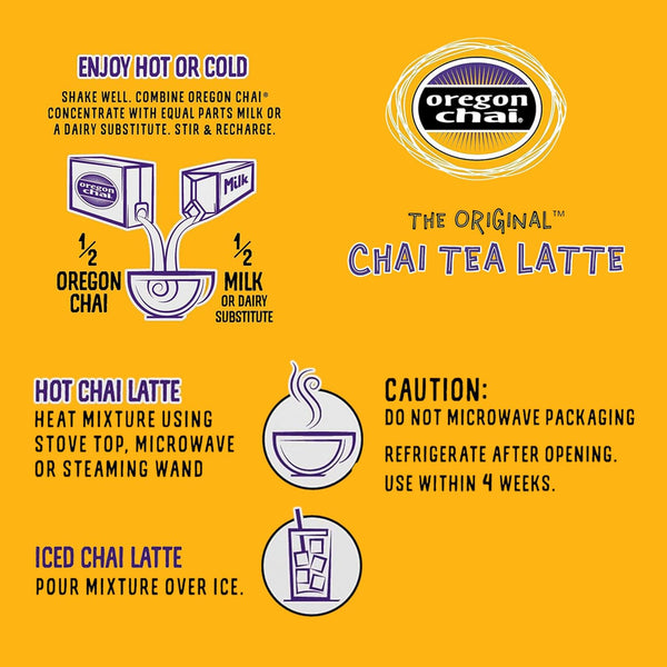Oregon Chai Organic Spiced Chai Concentrate, 32 Fluid Ounce (Pack of 6)