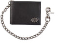 Dickies Men's RFID Everyday Leather Bifold Chain Wallet Black One Size Pebbled Black