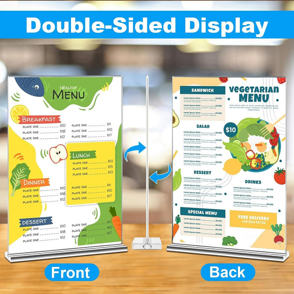 EHWINE Acrylic Sign Holder 8.5 x 11, 10 Pack Double-Sided Stand up Table Top Sign Holders, Clear Acrylic Picture Frame Menu Flyer Paper Holder