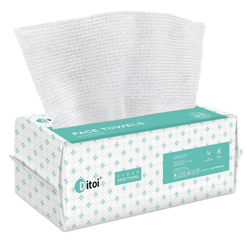 Ditoi Disposable Face Towels,Ultra Soft &Thick Face Dry Wipes for Makeup Removal,Viscose Fiber Facial Coths for Women Daily Cleansing, Skincare,60