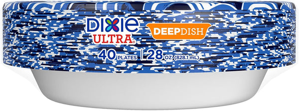 Dixie Ultra, Deep Dish Paper Plates, 28 Oz, 40 Count, Heavy Duty, Microwave-Safe, Soak-Proof, Cut Resistant, Disposable Plates For Heavy, Messy