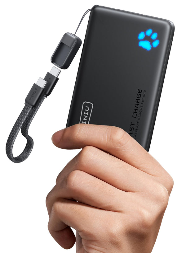 INIU 45W Fast Charging Portable Charger, 40% Smaller 10000mAh with Detachable Cable, Flight-Safe Travel Power Bank, USB C External Phone Battery