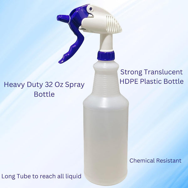 4 Pack 32 oz, Heavy Duty Spray Bottles for Cleaning, Chemical Resistant Plastic Spray Bottles, Industrial-Grade HDPE Commercial Spray Bottle with
