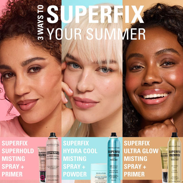Revolution, Superfix Misting Makeup Setting Spray, Ultra-Matte & Shine-Free Finish, Long-Lasting & Lightweight Mist, Infused with Vitamin E, 5 Fl Oz