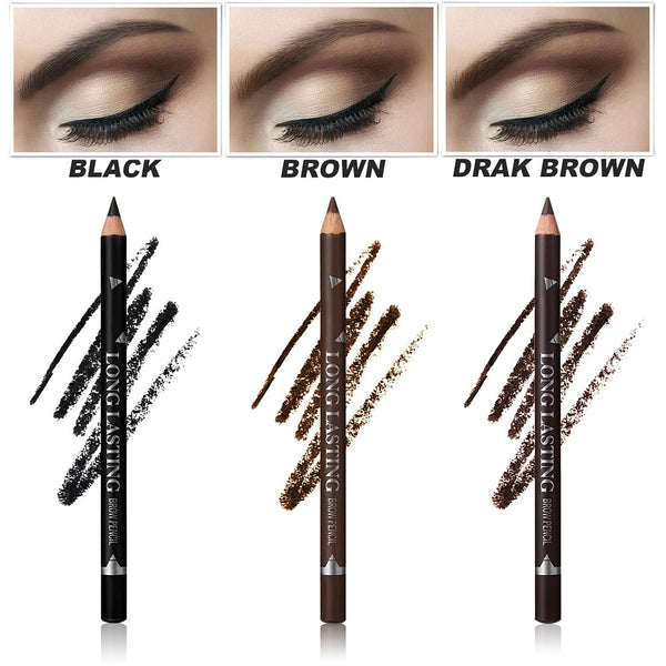 12 Pcs Dark Brown Eyebrow Pencil Eyeliner Makeup，Soft Textured，Easy to Color，Waterproof，Long Lasting Eyebrow Tint Pen for Fills in Sparse Areas