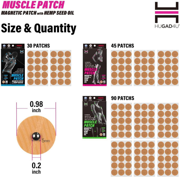 [90Pack] Muscle Magnetic Patch with Natural Oil, Magnetic Acupressure Patches, 1300 Gauss, Magnet Therapy, Light Magnetic Energies, Made in South
