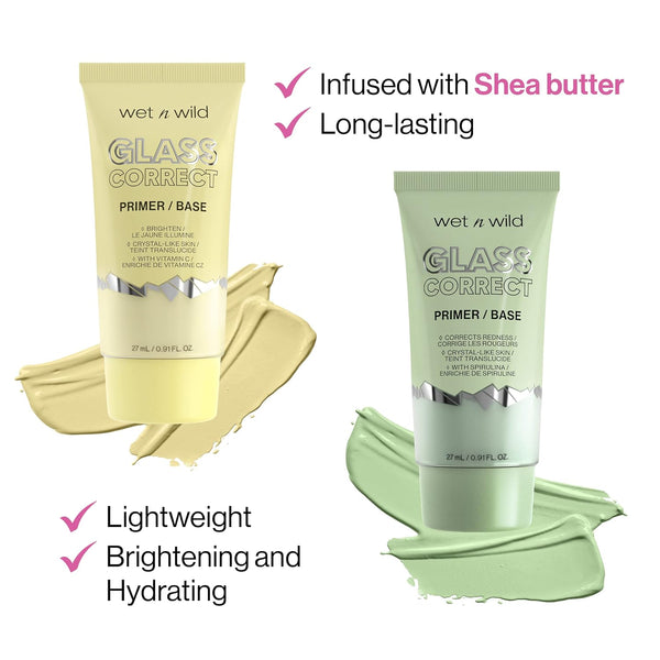 Wet N Wild Prime Focus Glass Skin Correct Primer Bright Crystal Finish, Green, 0.91 Fl Oz
