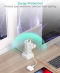 Power Strips with Surge Protection, Flat Plug Power Strip Tower White 6 FT