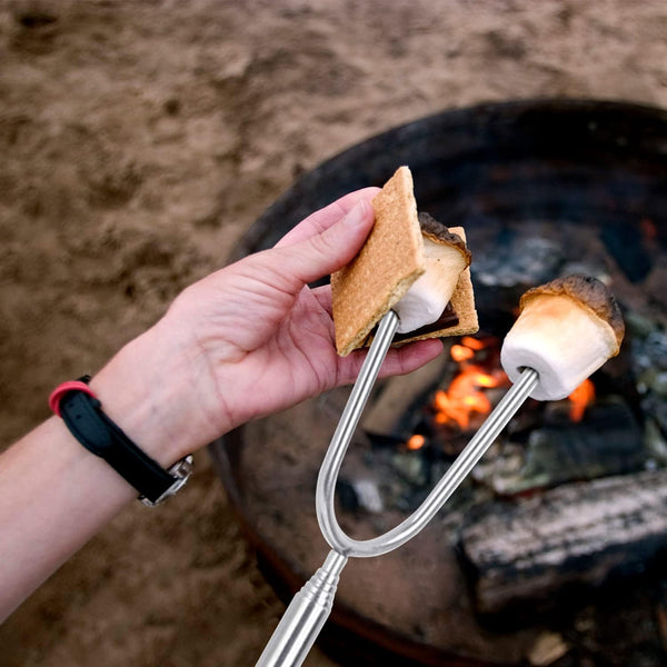 Briout Marshmallow Roasting Sticks 12 Colors Extra Long 45'' Stainless Telescoping Hot Dog Smores Skewers Kids Safe Barbecue Forks for Campfire,