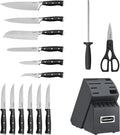 Cuisinart 15-Piece Knife Set with Block, High Carbon Stainless Steel, Forged Triple Rivet (Black/Black)