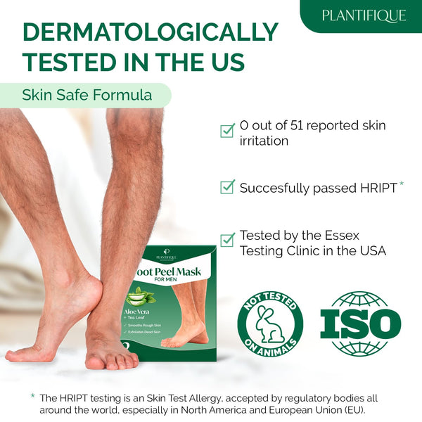 PLANTIFIQUE Foot Peeling Mask for Men, Dermatologically Tested - 2 Pairs Aloe Vera 1 Count (Pack of 2)