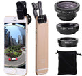 3 in 1 Cell Phone Camera Lens Kit Wide Angle Macro Fisheye Lens Universal for Smart Phones iPhone Samsung Android Black