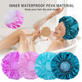 Shower Caps for Women, 4 PCS Reusable Waterproof Bath Cap Solid Color
