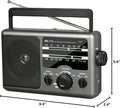 AM FM Portable Radio Battery Operated by 4X D Cell Batteries Or AC Power Transistor Radio with and Big Speaker, Standard Earphone Jack, High/Low