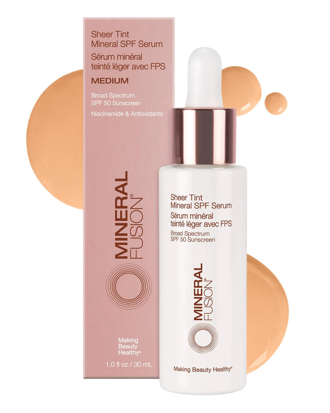 Mineral Fusion Face Serum, Sheer Tint Mineral SPF Serum, 1 Fl Oz, Medium, Tinted