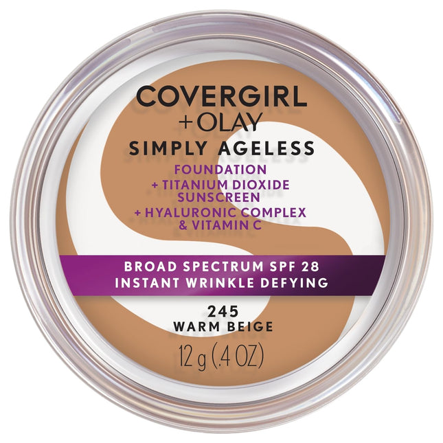 Covergirl Simply Ageless Instant Wrinkle Defying Foundation, 245 Warm Beige, 0.4