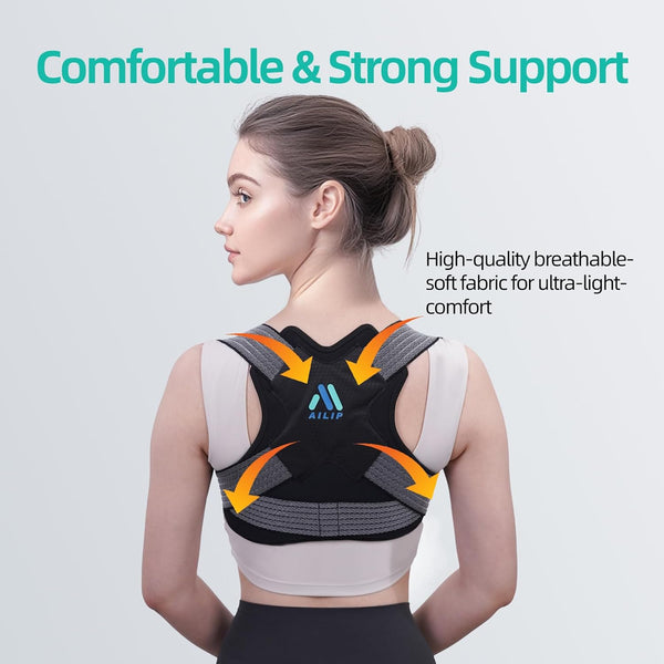 Posture Corrector for Women, Adjustable Upper Back Strap for Shoulder, Neck and Upper Back Pain Corrects Posture Corrects Hunching Silvery S-M