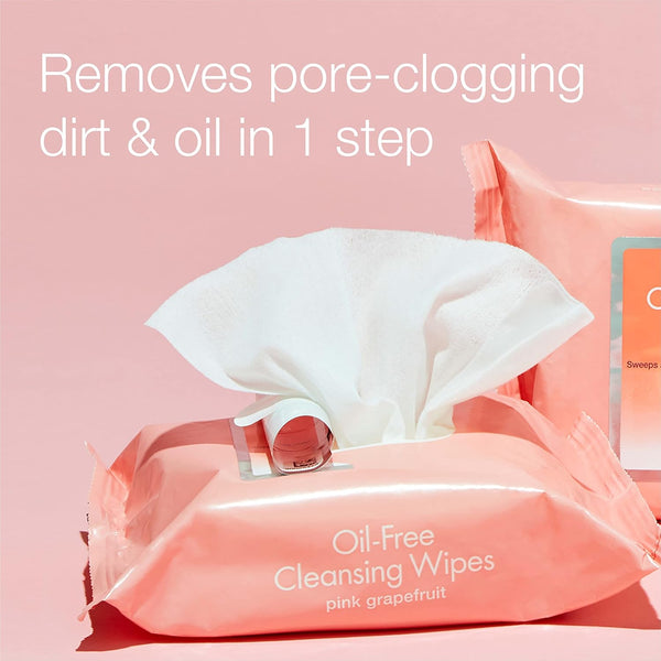Neutrogena Makeup Remover Wipes, Facial Cleansing Wipes Suitable for Oily & Acne Prone Skin, Wipes Away Bacteria, Dirt & Oil, Scented Facial Wipes