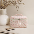 Prite Quilted Makeup Bag Travel Toiletry Organizer for Women (Cherry)