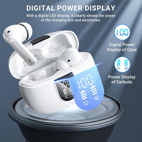 Wireless Earbuds, 2024 Wireless Headphones HiFi Stereo Earphones with 4 ENC Noise Canceling Mic, 42Hs Playtime In Ear Earbud, Bluetooth 5.3 Sport