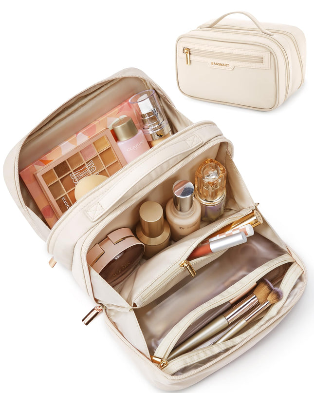 BAGSMART Travel Makeup Bag, Make up Bag with Multiple Compartments for Organizer
