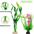 Fish Tank Accessories Aquarium Decorations Plants, 9Pcs Green Fish Tank Decorations Plants and Cave Rock Decoration Decor Set, Aquarium Decor