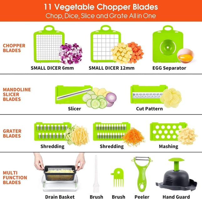 Vegetable Chopper, Pro Onion Chopper, 14 in 1Multifunctional Food Chopper, Kitchen Vegetable Slicer Dicer Cutter,Veggie 