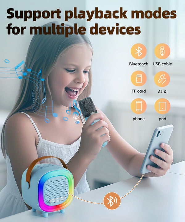 Mini Karaoke Machine Speaker for Kids Adults, Portable Bluetooth with 2 Wireless Microphones, Children'S Day Birthday Gift Ideas for Toys for