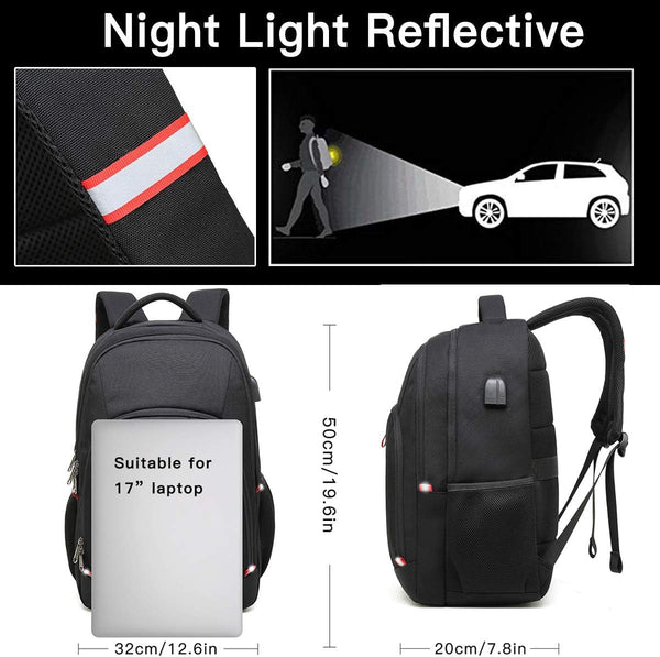 Della Gao Laptop Backpack for Men, Large Anti-Theft Business Travel Backpack with USB Charging Port, Water Resistant College Computer Bag for